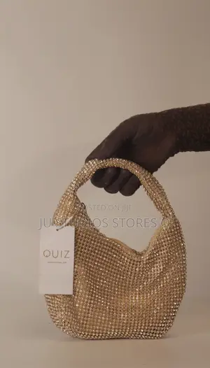 Quiz Gold Rhinestone Shoulder Bag