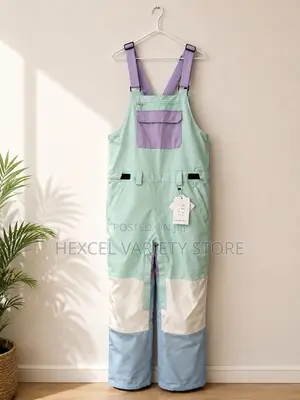 Color Block Snow Bib Overalls