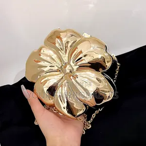 Gold Acrylic Rose Clutch Purse