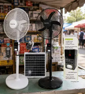 Solar Rechargeable Standing Fan With Power Bank