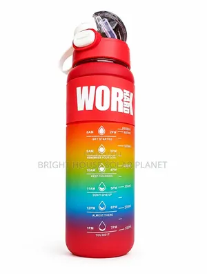 Large 800ml Rainbow Motivational Water Bottle With Time Marker