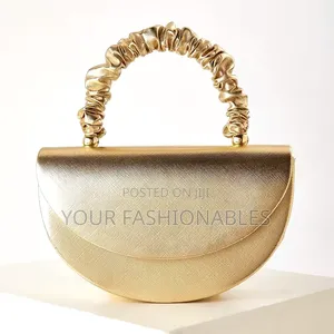 Gold Ruffles Handle Clutch Purse