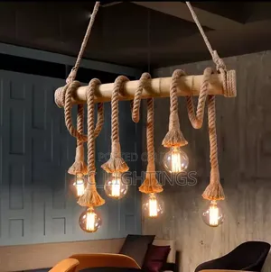 Vintage Rope Bamboo Pendant Lights Hemp Rope for KitchenLamp Cafe Bar