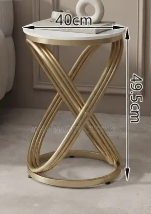 Luxury Round X-Base Side Table - Faux Marble Top Coffee Side Stool