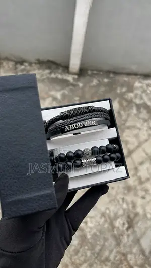 Men Gemstone Bead Bracelet Gift Set