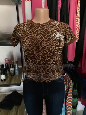 Leopard Print Contrast Trim Tops