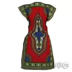 African Print Traditional Midi Dress - Red
