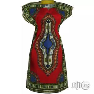 African Print Traditional Midi Dress - Red
