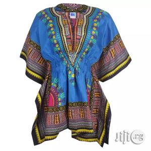 African Print Traditional Danshiki - Blue Yellow