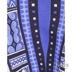 African Print Traditional Danshiki for Her - White Blue