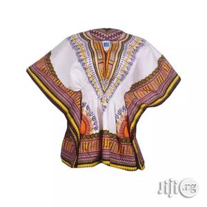 African Print Traditional Danshiki for Her - White Brown