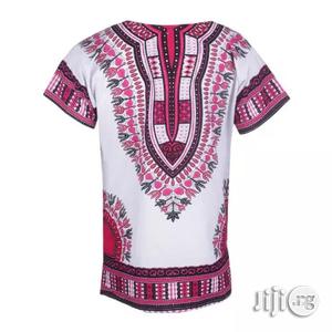 African Print Traditional Danshiki -White Pink