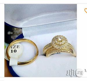 Couples Crown Set of Wedding and Engagement Ring - Gold