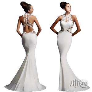 White Explosion Evening Dress Applique