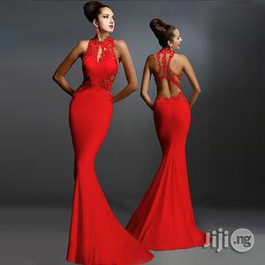 Red Explosion Evening Dress Applique Exotic Dress