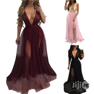 New Sequin Stitching Chiffon Sexy Backless Party Dress