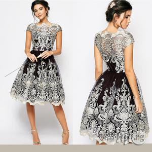 Lace Gauze Retro Embroidery Women Vintage Elegant Mesh Dress