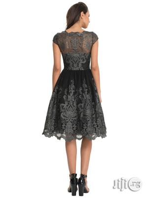 Lace Gauze Retro Embroidery Women Vintage Elegant Mesh Dress