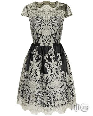 Lace Gauze Retro Embroidery Women Vintage Elegant Mesh Dress