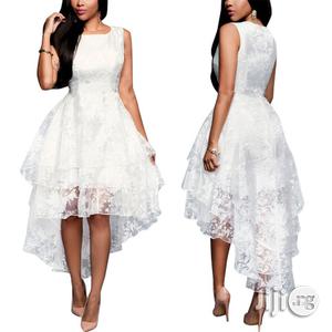 Women's Front Short Long White Sleeveless Dress