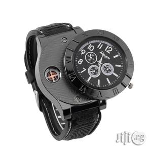 Men Metal Wrist Watch Quartz Windproof Cigarette Lighters