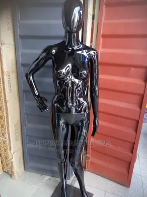 Pure Black Fibre Male And Female Display Mannequin