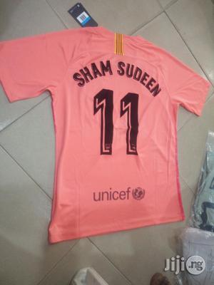Barcelona Away Kit Jersey With Flock Printing