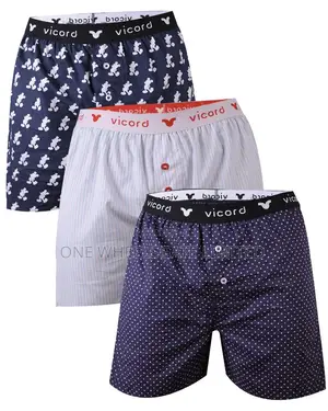 100% Breathable Cotton Vicord 3-in-1 Boxers