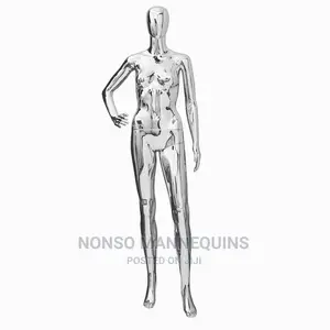 Chrome Silver Full Body Female Mannequin.