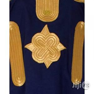 Navy Blue Asukuo Dansiki With Gold Embroidery for Her