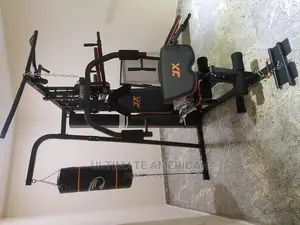 Three Station Gym With Punching Bag and Sit Up Bench