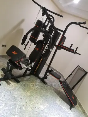 Four Station Gym With Situp Bench and Punching Bag