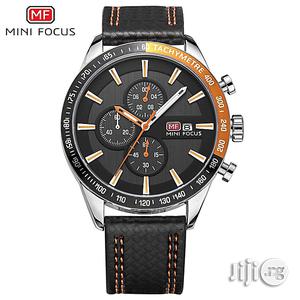 Black Famous Brand Leather Men Minifocus Quartz Watch