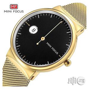 Quartz Stainless Minifocus Steel Gold Wristwatch