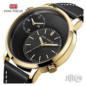 Minifocus Black Sport Casual Wristwatch Double Dial Watches