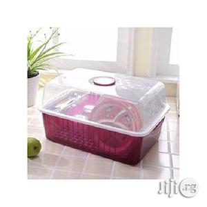 Plastic Plate Rack With Cover Drainer