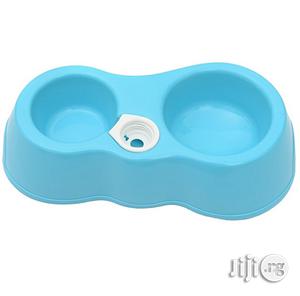 Dog Cat Food Dish + Drinking Water Double Bowls With Automatic Water Dispenser