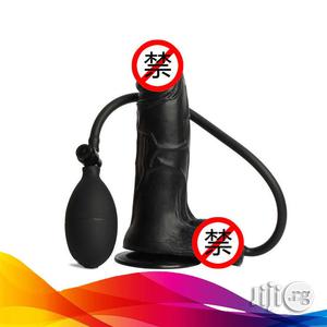 Inflatable Expansion Penis Black Silicone Sucker Sex Toys
