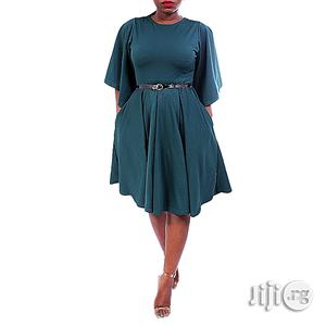 Skater Dress With Pocket - Green