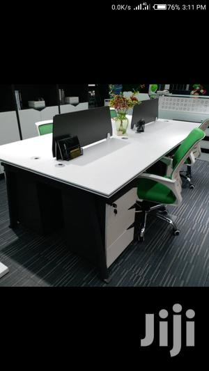White Modern Workstation With Metal Legs
