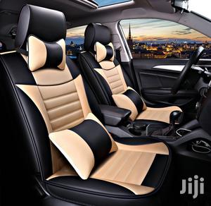 Quality Front Rear Cream and Black Leather Car Seat Cover