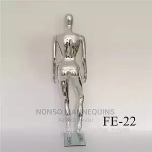 No Face Silcer Big Bust Glossy Femal Full Body Mannequin