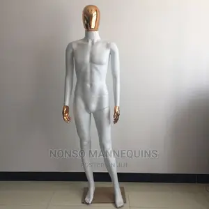 Fashion Male Bstract Face Gold and White Chrome Mannequin
