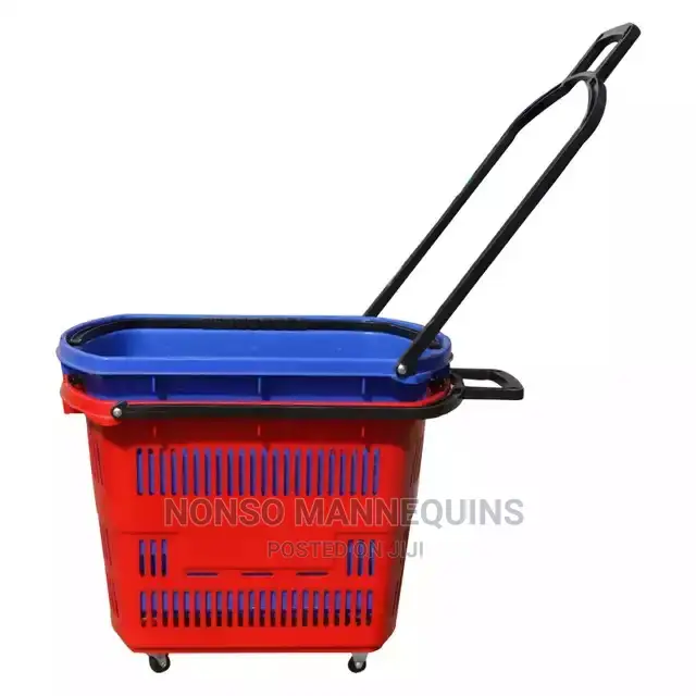 Plastic Supermarket Shopping Rolling Trolley