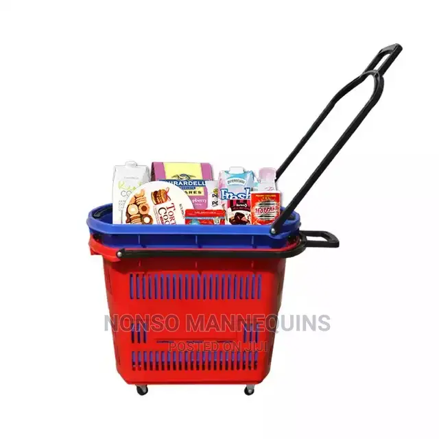 Plastic Supermarket Shopping Rolling Trolley
