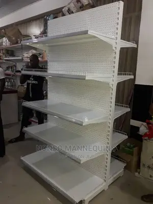 4feets Width Double Sided Pure White Display Shelves