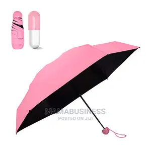 Anti-Uv Folding Capsule Umbrella With Case - Pink