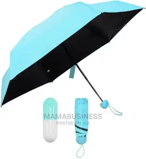 Anti-Uv Folding Capsule Umbrella With Case - Blue
