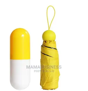 Anti-Uv Folding Capsule Umbrella With Case - Yellow