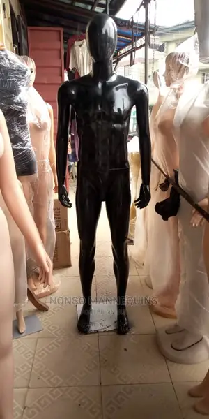 Egg Head Glossy Black Male Full Body Mannequin Display